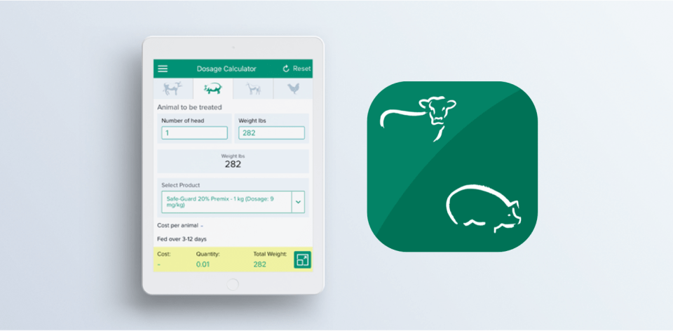 A tablet open on a the Safe-Guard Calculator app