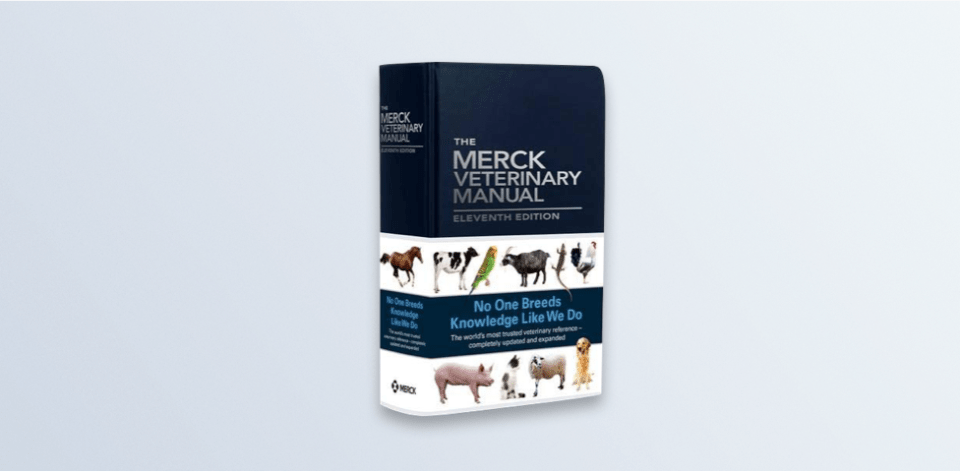 A box containing one of the world's most trusted medical references of Merck's Veterinary Manual