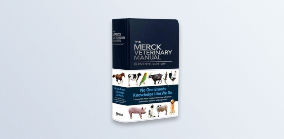 A box containing one of the world's most trusted medical references of Merck's Veterinary Manual