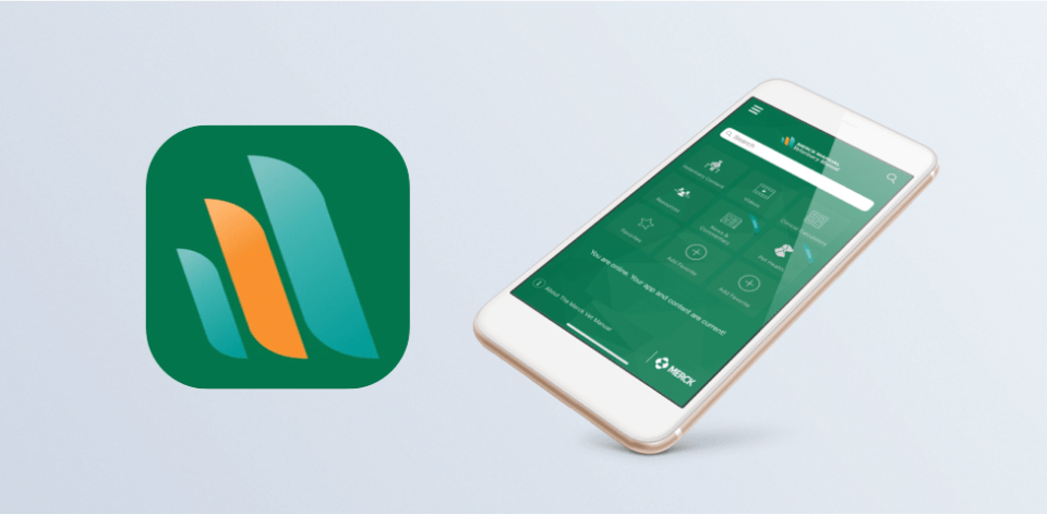 A phone displaying the Merck Veterinary Manual app.
