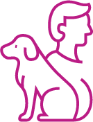 Silhouette of a man and a dog