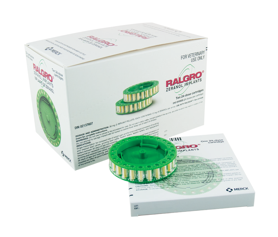 Ralgro® cattle implant packaging