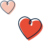 Icon of two red hearts.