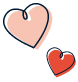 Icon of two red hearts.