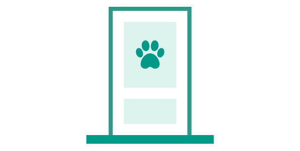 Ico of a door with a paw print on it