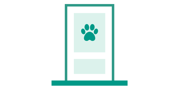 Ico of a door with a paw print on it