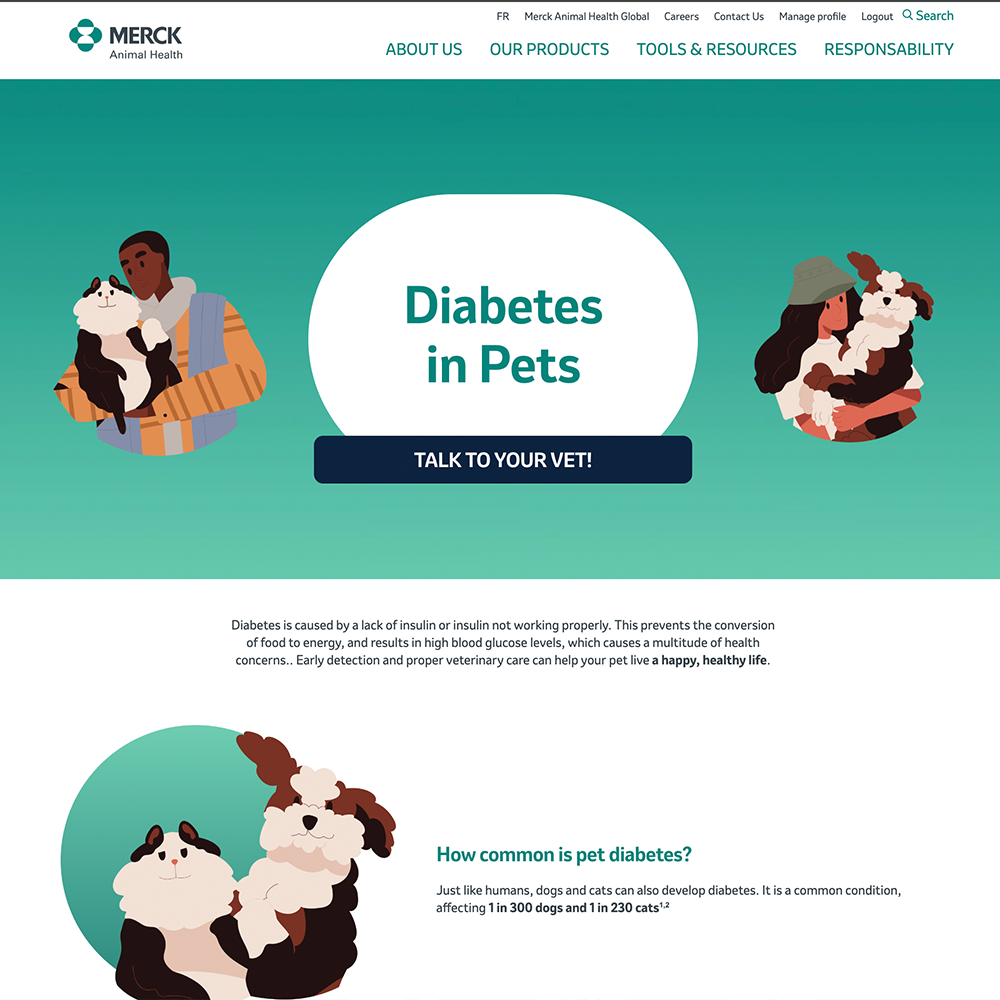 Diabetes in pets web page by Merck Animal Health