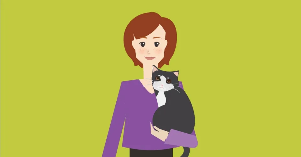 Illustration of a woman and a cat