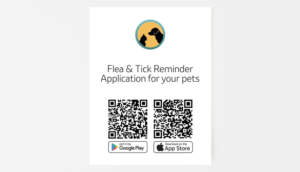 Flea and Tick reminder app poster with QR codes